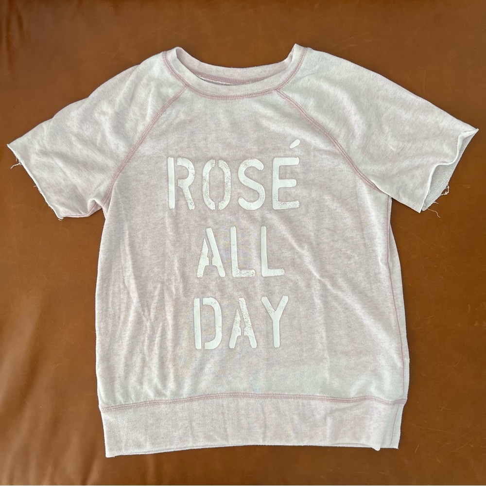“Rose All Day” Light Pink Sweatshirt Tee, Small